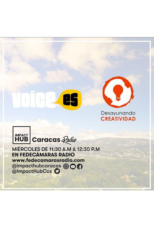 Impact Hub Caracas Radio, edición 87, dedicó su espacio para promocionar los workshop de storytelling que estarán dictando los representantes de Voice en Español. Además recibimos el emprendimiento Desayunando Creatividad, que dio detalles sobre su evento.
Pero si te perdiste este programa acá lo puedes ver